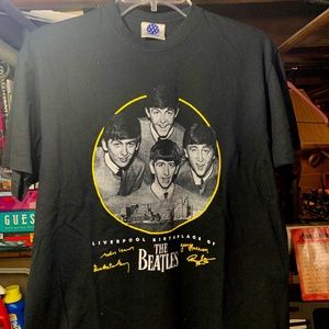 The Beatles Black T-Shirt. Liverpool Birthplace of the Beatles. Medium